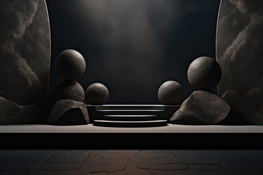Photo of a podium in space for product presentation