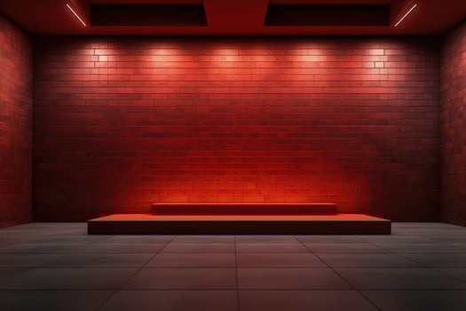 Empty light and dark interior background. Light RED geometrically textured 3D photo