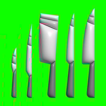 3D Kitchen Set Elements Assets with Greenscreen Background photo