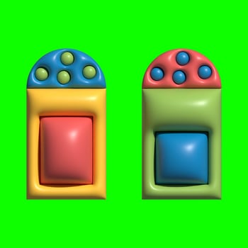 3D Kitchen Set Elements Assets with Greenscreen Background photo