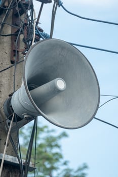 horn speaker on electric pole photo