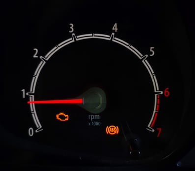 Malfunction car symbols. Check engine and anti-lock break system light on. photo