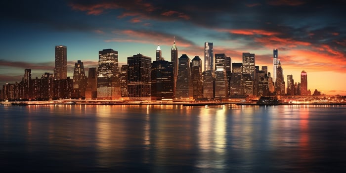 Stunning City Skyline building and clouds Background. photo