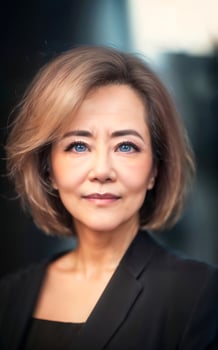 happy pretty middle aged old asian woman at the street, photo