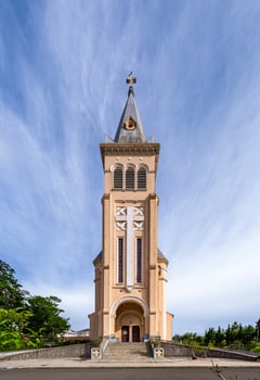 Cathedral chicken. This is a famous ancient architecture in Da Lat city, Vietnam. photo