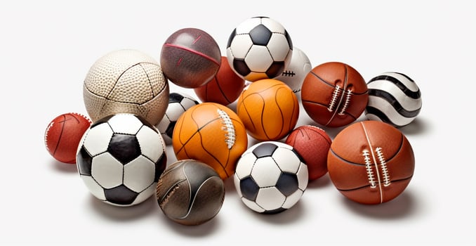 Balls of different sports on white background - image photo