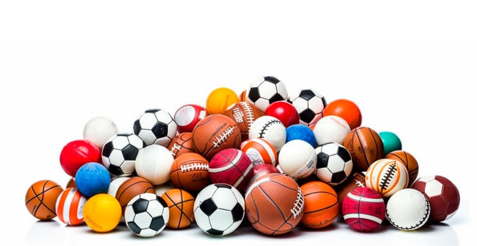 Balls of different sports on white background - image photo
