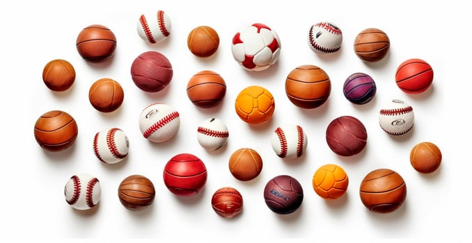 Balls of different sports on white background - image photo