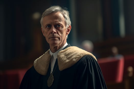 male judge in court with photo