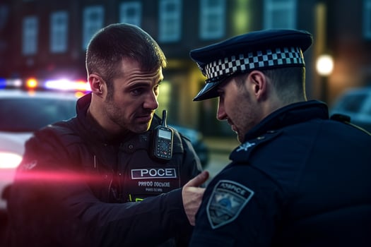 police arresting someone on the street with photo