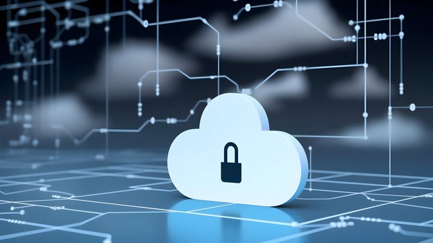 Cloud data storage, cloud computing and data security concept. photo