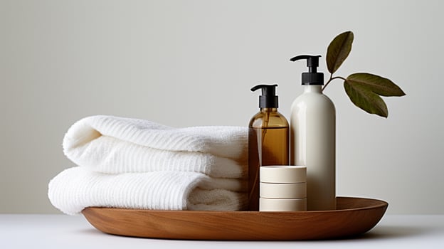 front view skin care product on wooden decorative piece photo
