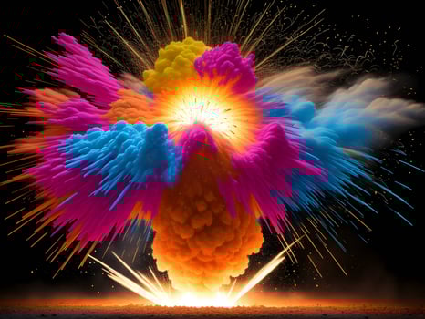 Colorful explosion with high-speed vivid color powder. . photo
