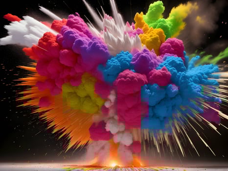 Colorful explosion with high-speed vivid color powder. . photo