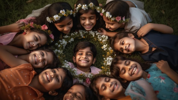 Children playing together in the park photo