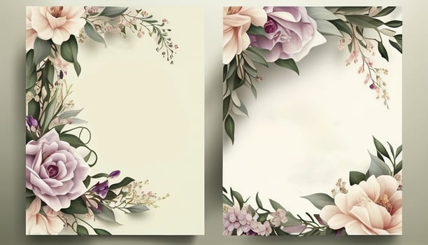 A floral frame with flowers on it, blooming love beautiful floral wedding invitation banner, photo