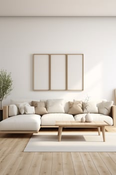 Modern and minimalist interior living room design with ample copy space for custom text photo