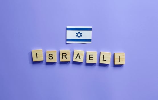 August 1-2, the flag of Israel, the Jewish Day of Love, Tu be-Av, the Fifteenth of Ava, a minimalistic banner with an inscription in wooden letters photo