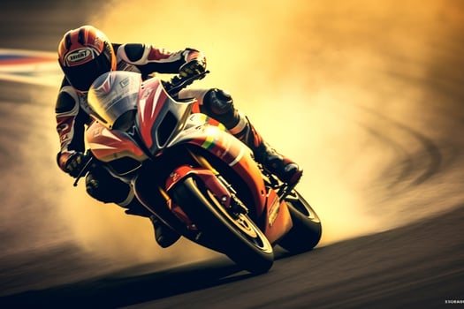 Motocross rider in action on the race track. Studio shot. photo