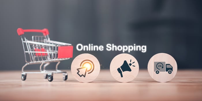 Online shopping or e-shopping concept ,Consumer society,Shopping service on online web and offers home delivery ,online business growth ,making promotion 24-7 customer service to meet customer needs photo