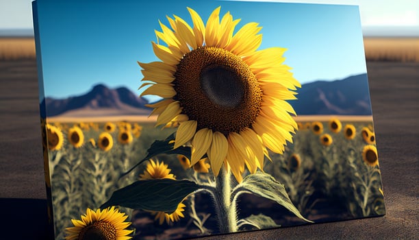 Close up of a sunflower with dark background, fantastic sunflower in closeup, photo