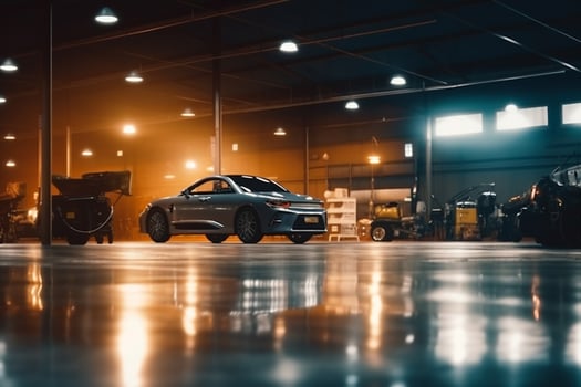 Car in auto repair shop. Car service. Automotive industry. photo