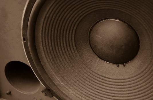 Vintage sound equipment, vintage color photo