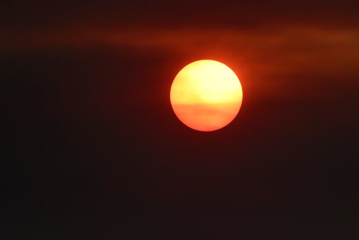 Beautiful orange sun at sunset photo