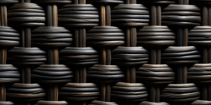 Black rattan wooden basket weaving background. photo
