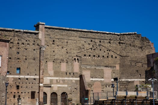 Ancient ruins of the Forum of Trajan  built in in 106 to 112 AD in the city of Rome photo