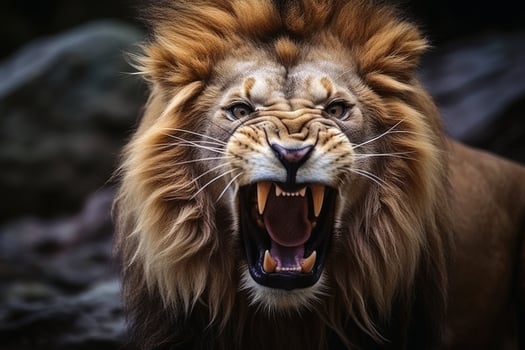 Close up portrait of and angry animal created with technology. photo