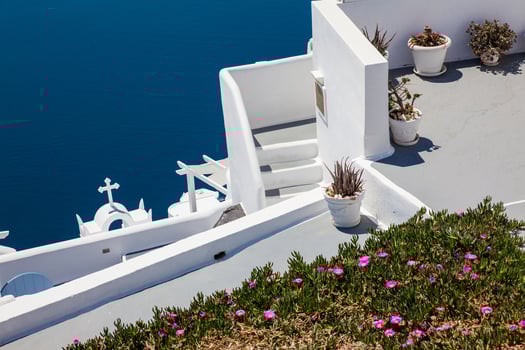 The beautiful village of Imerovigli at Santorini Island photo