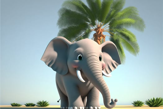 Thai elephants are on an island where coconut trees. . photo