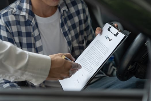 lease, rental car, sell, buy. Dealership send contract and car keys to new owner to sign. Sales, loan credit financial, rent vehicle, insurance, renting, Seller, dealer, installment, car care business photo