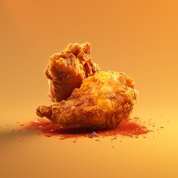 3D style design of fried chicken in yellow background photo