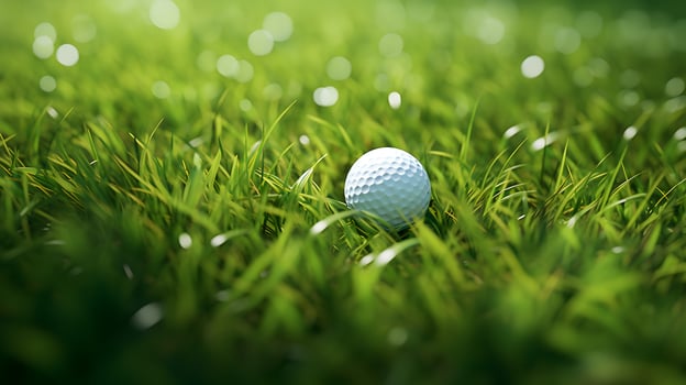 Golf ball on the green natural grass. photo
