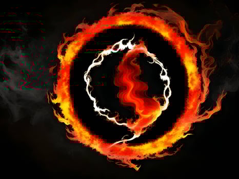 abstract fire and water fiery circle on a black background. . photo