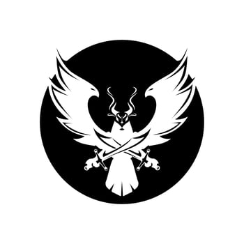 horned eagle holding sword logo. photo