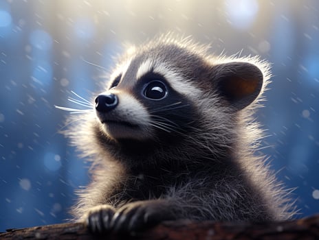 Close up shot of a cute baby racoon photo