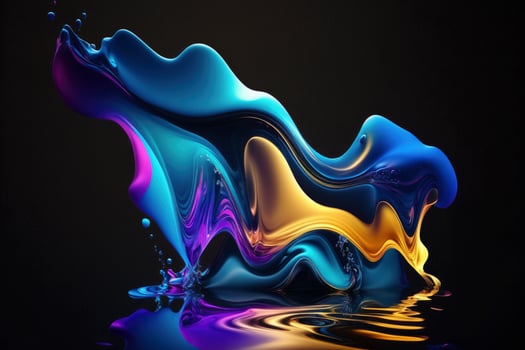 Modern colorful flow wave liquid on dark blue banner. photo