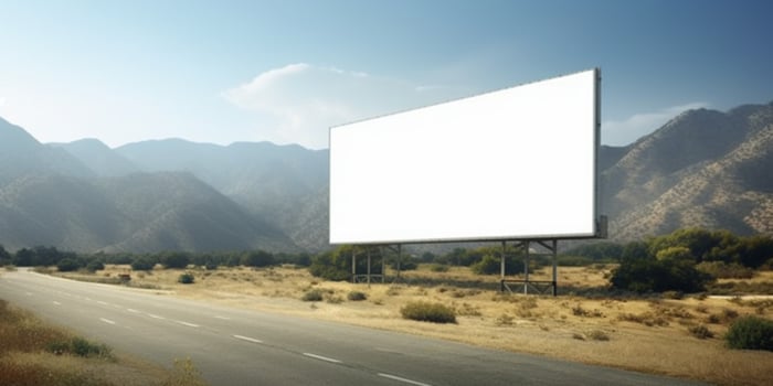 Blank board on road background. photo