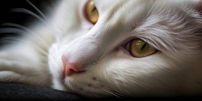 White cat closeup photo wallpaper background.