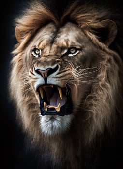 free tiger or lion portrait dark background. photo