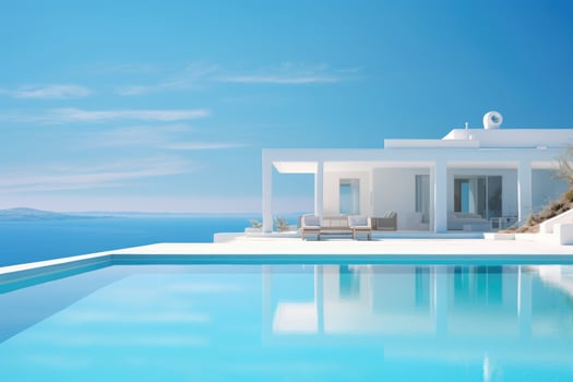 Luxury hotel resort exterior with swimming pool. Lounge zone. photo