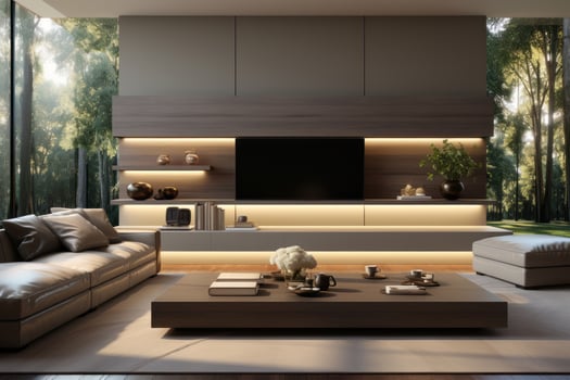 Minimalist style interior design of modern living room with tv. photo