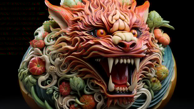 Chinese zodiac dragon ceramic carved. Fantasy Asian Art Celebration of Chinese new year 2024 , photo