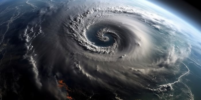 Hurricane of storm tropical cyclone natural disaster, photo