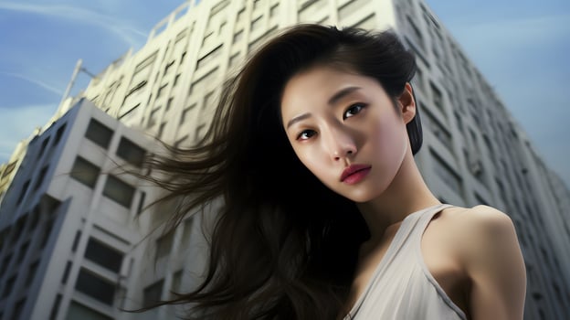 Beautiful young Asian woman portrait, cute girl wallpaper background photo