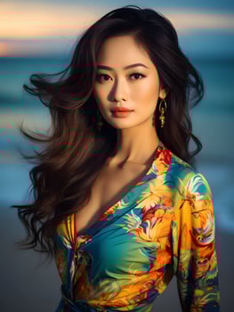 Beautiful young Asian woman portrait, cute girl wallpaper background photo, photo