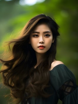 Beautiful young Asian woman portrait, cute girl wallpaper background photo, photo